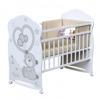 Детская кроватка ВДК "TOBY" (колесо-качалка) ЛДСП — Белый