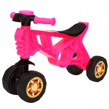 Каталка-беговел RT Самоделкин 4 колеса с клаксоном — розовая