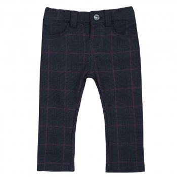 Брюки Chicco, принт Крупная клетка, для мальчиков — размер 092, цвет тёмно-синий