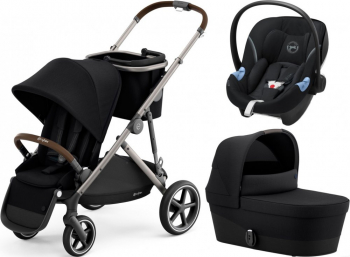 Коляска 3 в 1 Cybex Gazelle S с корзиной (автокресло Aton M) — Deep Black