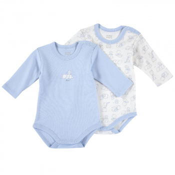Боди (2 шт.) Chicco, принт Bear, длинный рукав, для мальчиков, цвет голубой