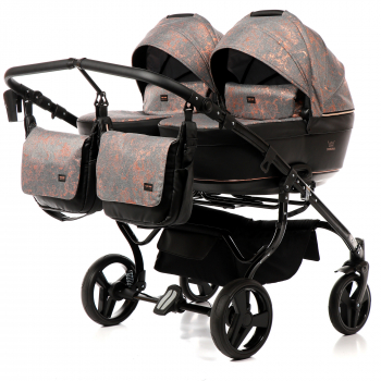 Коляска для двойни 2 в 1 TAKO CORONA DUO — TC-01 DUO черный/узор медь