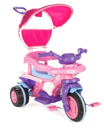Трехколесный велосипед Pilsan "Best" с родительской ручкой — розово-фиолетово-синий