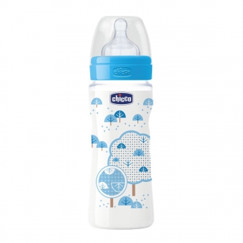 Бутылочка Chicco Well-Being Boy 2 мес.+, сил.соска, перем. поток, РР, 250 мл 310205007