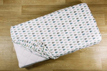 Простыня Amarobaby 125х75х12 на резинке EXCLUSIVE Creative Collection — leaves белый/зеленый