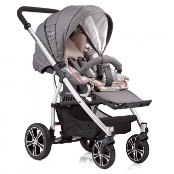 Прогулочная коляска Gesslein F4 Air+ с накидкой на ножки — серый темный