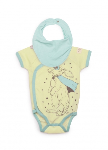 Боди с коротким рукавом в наборе с нагрудным фартуком Happy Baby 90025