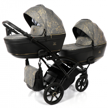 Коляска для двойни 2 в 1 TAKO CORONA DUO slim — TC-02 DUO slim черный/узор золото