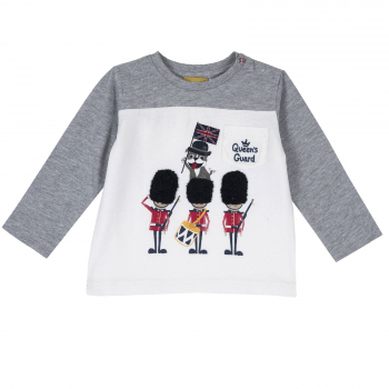 Лонгслив Chicco принт Queen`s Guard, для мальчиков, цвет белый