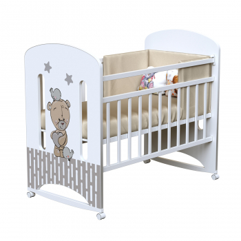 Детская кроватка ВДК "love me" (колесо-качалка) ЛДСП — Белый