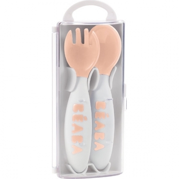 Эргономическая ложка и вилка Beaba "Set of 2 Age Fork" — Nude