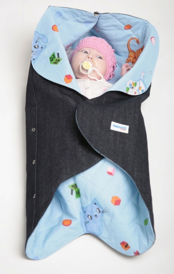 Конверт для новорожденного Ramili Denim Style (прорези для ремней) — Blue