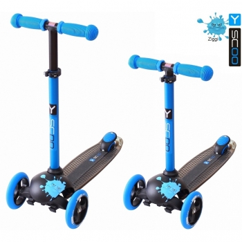 Самокат трехколесный Y-SCOO RT TRIO DIAMOND 120 Monsters 3 высоты — blue Ziggi