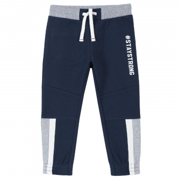 Брюки Chicco, принт Stay strong, для мальчиков, цвет тёмно-синий