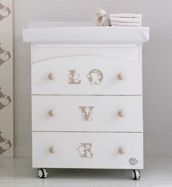 Комод пеленальный с ванночкой Baby Expert Love — белый