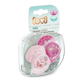 Пустышка динамическая Lovi Folky арт. 22/843, силикон, 6-18 мес., 2 шт. — для девочки