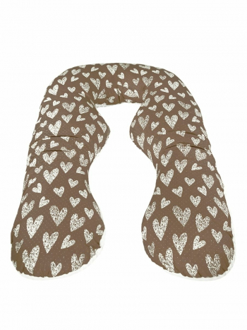 Подушка для беременных АНАТОМИЧЕСКАЯ AmaroBaby 340х72 — Вязаные сердечки кофе