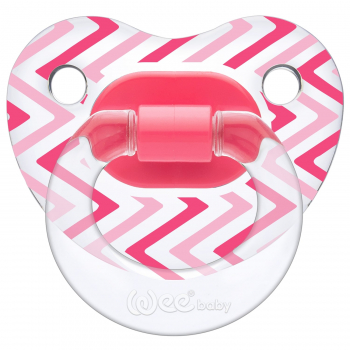 Ортодонтическая соска-пустышка WeeBaby прозрачная, с рисунком, с 18 месяцев — розовый