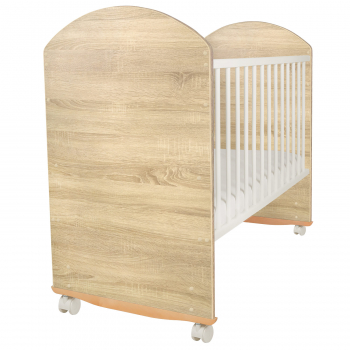 Детская кроватка Indigo "Grove" (колесо-качалка) массив березы — дуб сонома-белый