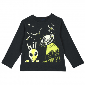 Лонгслив Chicco принт Hi!, для мальчиков, цвет чёрный