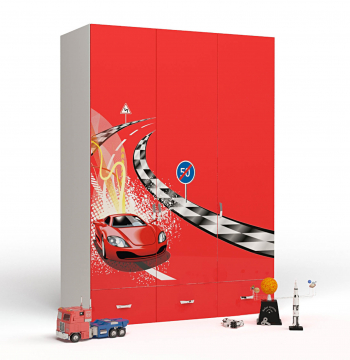 Шкаф 3х дверный ABC-KING FORMULA — красный