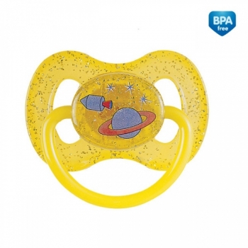 Пустышка круглая Canpol Space силикон, 0-6 мес., арт. 23/255 — желтый