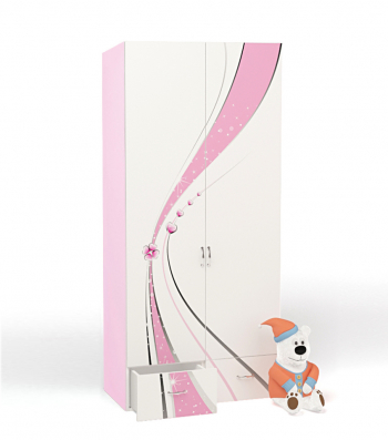 Шкаф 2х дверный ABC-KING Принцесса — без зеркал каркас розовый