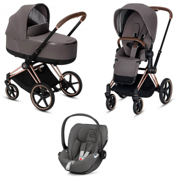 Коляска 3 в 1 Cybex Priam III (шасси Rosegold) — Manhattan Grey