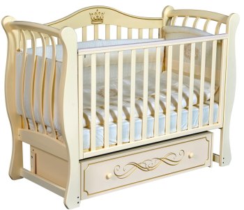 Детская кроватка ByTwinz Emma 2 универсальный маятник — (слоновая кость)