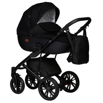 Детская коляска Indigo Mio S 2 в 1 — (02 черная кожа+черный)