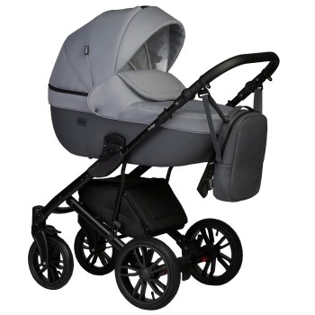 Детская коляска Indigo Mio S 2 в 1 — (04 т.серая кожа+св.серый)