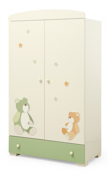 Шкаф двустворчатый Erbesi Lilo Gio — слоновая кость-зеленый