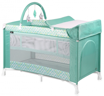 Манеж-кровать LORELLI Verona 2 Plus — Зелёный / Green Lines 1943
