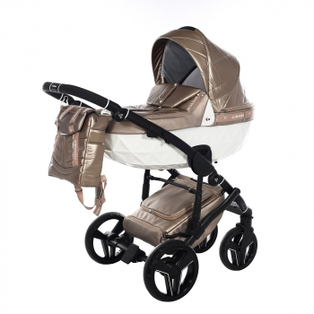 Коляска 2 в 1 Junama Clermont — JCL-06 ткань золотистая/короб белый/рама черная