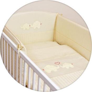 Постельное бельё Ceba Baby с вышивкой 3 предмета — Elephants Creamy