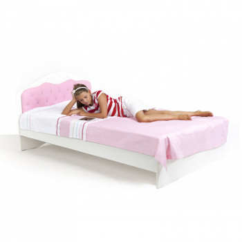 Кровать классика ABC-KING ПРИНЦЕССА 190*120 с розовой кожей со стразами сваровски подъемным механиз