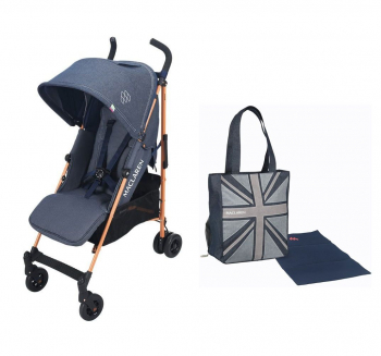 Коляска-трость Maclaren Quest — denim indigo WD1G043312 + сумка Denim Flag