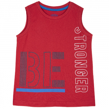 Майка Chicco для мальчика, надпись Stronger, цвет красный — Красный, р.122