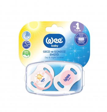 Набор ортодонтических сосок-пустышек WeeBaby День-Ночь, 2 шт. в контейнере, с рождения — розовый