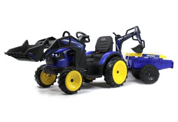Детский электромобиль RiverToys экскаватор-погрузчик A777MP — (BLUE синий)