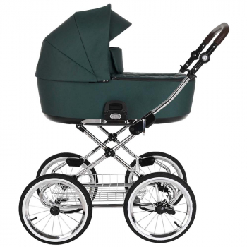 Коляска для новорожденных Roan Bass Next Classic, d14 — Emerald Mood/Chrome/руч.Черный