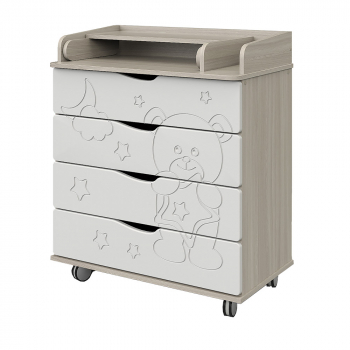 Пеленальный комод Pituso Мишутка Орион 804 ПВХ — Шимо светлый/Белый