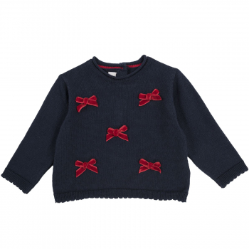 Джемпер Chicco, цвет тёмно-синий с красными бантиками (ошибка)