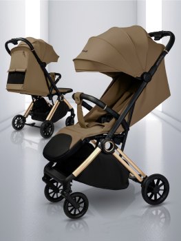 Прогулочная коляска Amarobaby Handy — (коричневый/золотой)