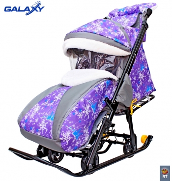 Санки-коляска SNOW GALAXY LUXE (на больших мягких колесах+сумка+муфта)