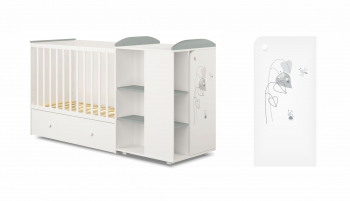 Кроватка-трансформер Polini French 800, Amis, с комодом — Белый/Серый