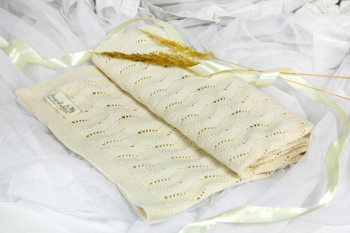 Плед вязаный Amarobaby 105*75 Волна — бежевый