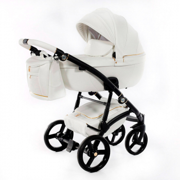 Коляска 2 в 1 Tako Laret Premium — TLP-06 (кожа белая/короб белый/рама черная)