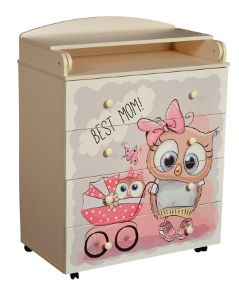 Пеленальный комод КЕДР Fantasia Best mom — Слоновая кость