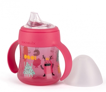 Поильник Suavinex с ручками BOOO от 4мес — розовый